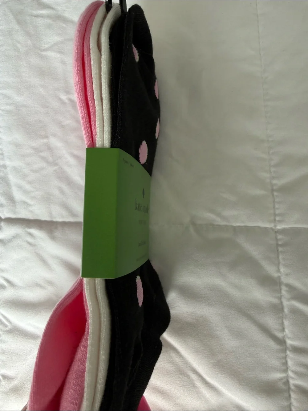 kate spade Black and Pink Polka Dot Print & 2 Other Quarter Socks